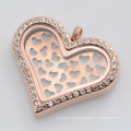 Alta qualidade em aço inoxidável rosa jóias de placas de coração de ouro para 30mm flutuante locket